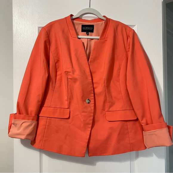 Eloquii Jackets & Blazers - Eloquii Plus Coral Orange Blazer Jacket